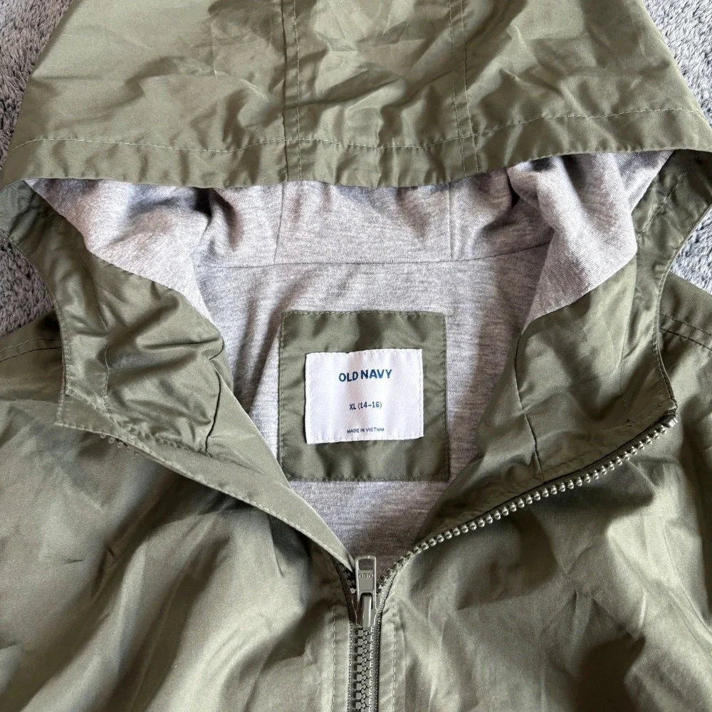 Old Navy Kids Green Hooded Lightweight Zip Up Jacket Size‎ XL 14 16